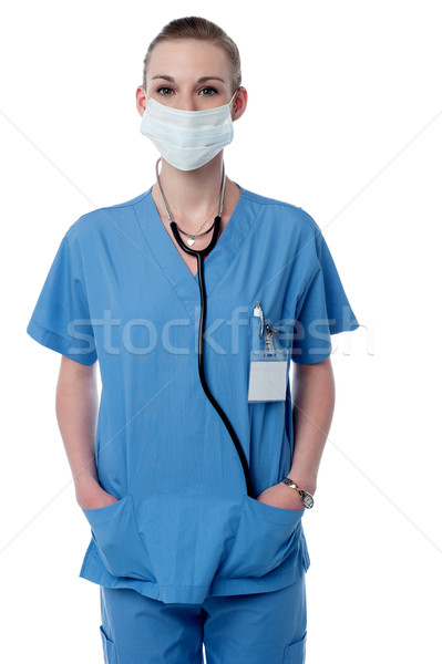 Semmi aggodalom beteg női orvos pózol Stock fotó © stockyimages