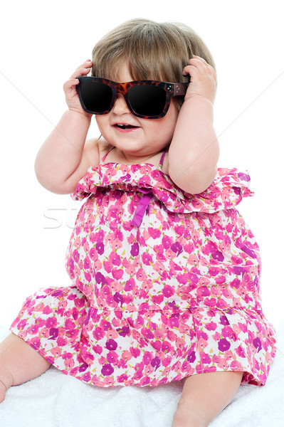 Aranyos kicsi kisgyerek visel stílusos szórakozás Stock fotó © stockyimages