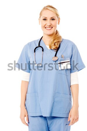 улыбаясь женщины медсестры Постоянный стетоскоп врач Сток-фото © stockyimages