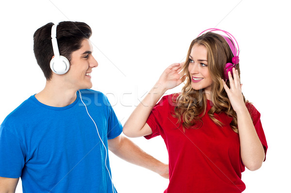 Couple enjoying romantic music together Stock photo © stockyimages