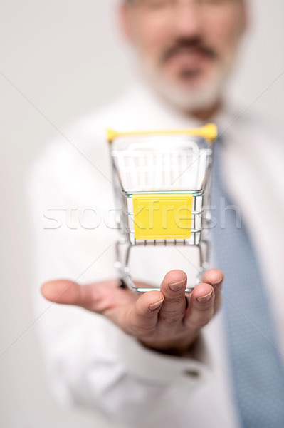 Shopping cart on top of hands Stock photo © stockyimages