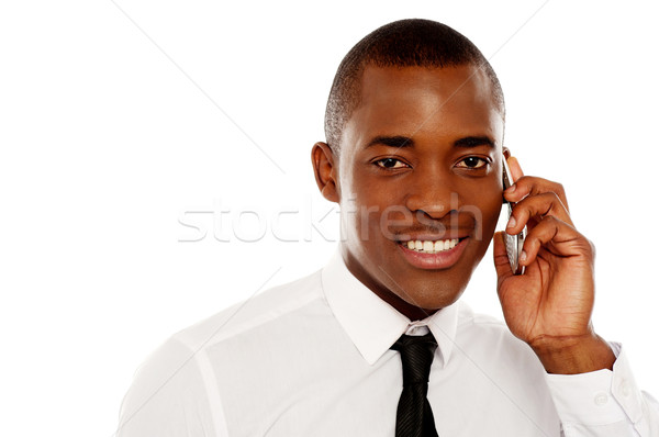 Stock photo: Closeup shot of executive on phone call