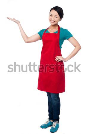 Female chef promoting bakery product Stock photo © stockyimages