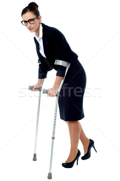 Business woman spaceru pomoc kule kalekiego firmy kierownik Zdjęcia stock © stockyimages