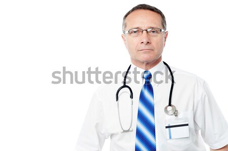 Erkek doktor laboratuvar önlüğü kıdemli doktor stetoskop Stok fotoğraf © stockyimages