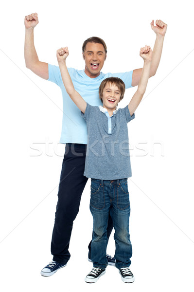 父から息子 祝う 成功 歓喜 腕 ストックフォト © stockyimages