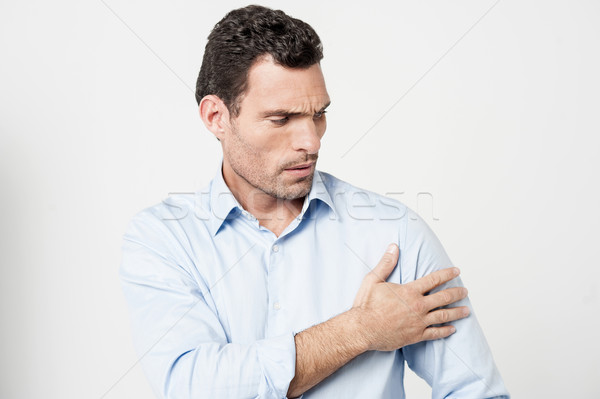 Omg schockiert Mann anfassen Schulter weiß Stock foto © stockyimages