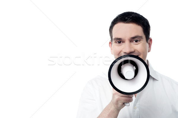 Olá todo o mundo ouvir me alto-falante Foto stock © stockyimages