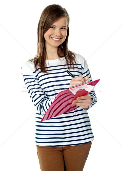 портрет Дать документы изолированный улыбаясь Сток-фото © stockyimages