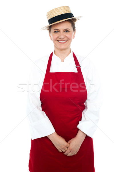 Zdjęcia stock: Uśmiechnięty · w · średnim · wieku · kobiet · kucharz · hat