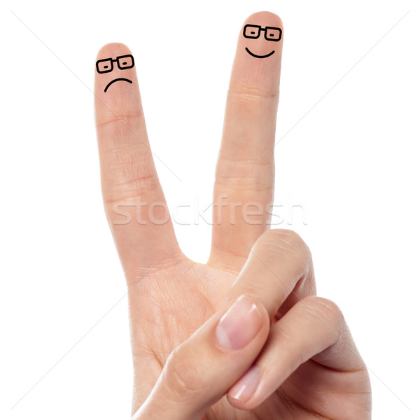 Paar Finger glücklich traurig Finger Stock foto © stockyimages