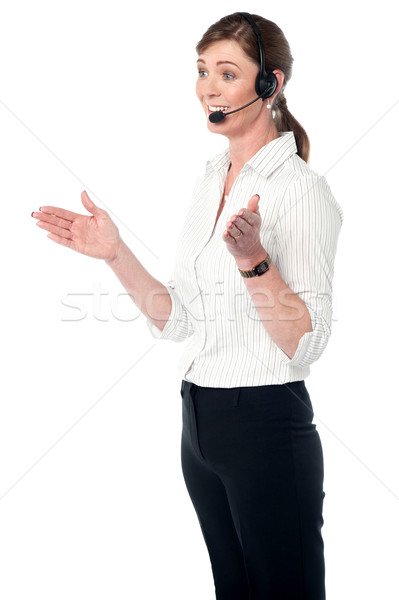 Női ügyfélszolgálat igazgató személyzet ügyfél hívás Stock fotó © stockyimages