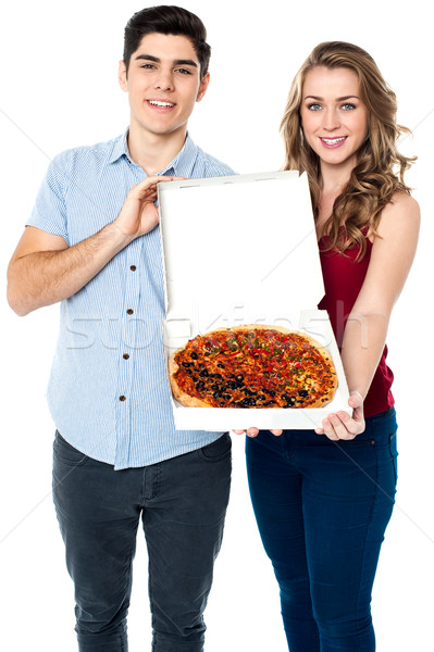 Lets share the yummy pizza Stock photo © stockyimages