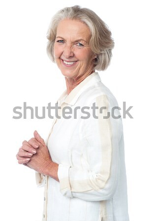 肖像 微笑 老太太 雙臂交叉 美麗 商業照片 © stockyimages
