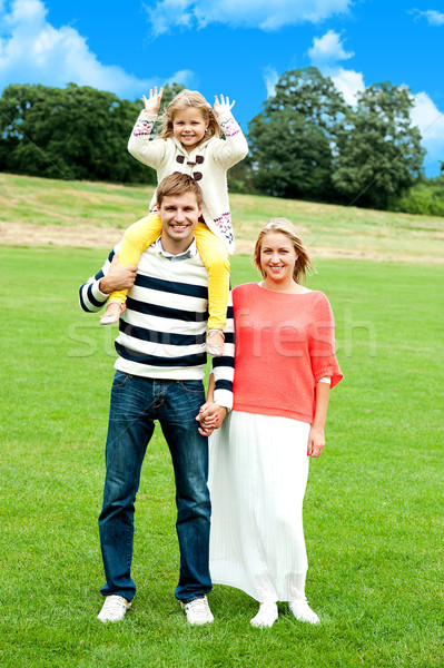 Stockfoto: Familie · drie · poseren · natuurlijke · portret