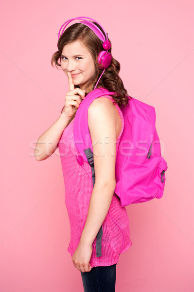 噓 享受 音樂 女學生 商業照片 © stockyimages