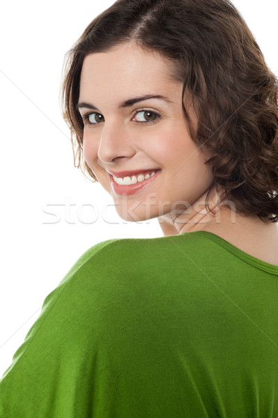 Stockfoto: Stijlvol · portret · modieus · gelukkig · vrouw · pose