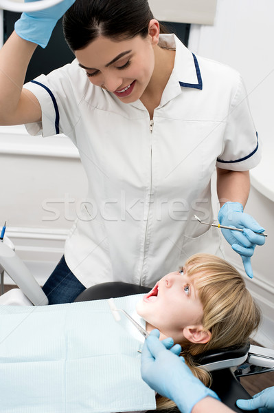 Kid ready for the dental check up. Stock photo © stockyimages