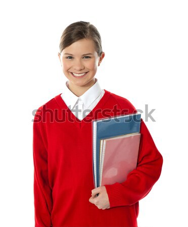 Mooie schoolmeisje vloer boek Stockfoto © stockyimages