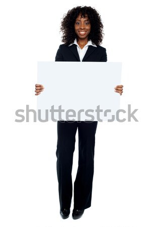 üzlet hölgy promótál nagy szalag hirdetés Stock fotó © stockyimages
