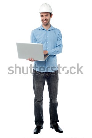 Női üzlet titkárnő dolgozik laptop teljes alakos Stock fotó © stockyimages