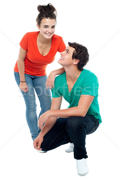 Adorable teenage love couple posing together Stock photo © stockyimages