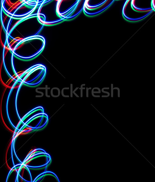 Karmakarışık renkli ışıklar çerçeve siyah mavi Stok fotoğraf © stokato