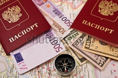 Passport with ruble and compass Stock photo © stokato