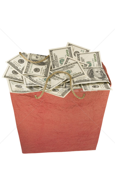 Geld rot Einkaufstasche Dollar isoliert weiß Stock foto © stokato