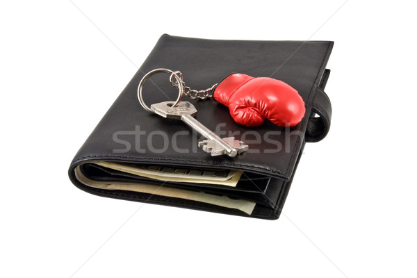 Leather wallet,  keychain, key . Stock photo © stokato