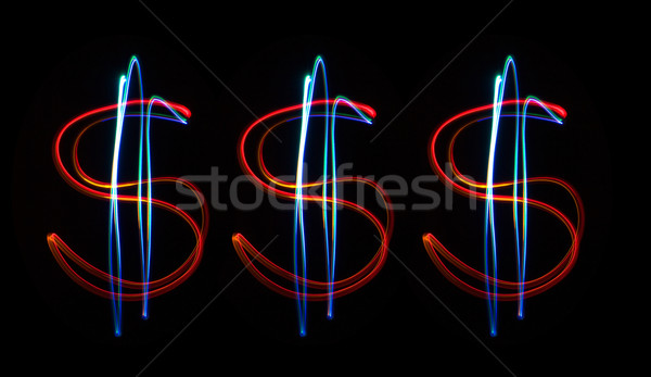 Neon Dollar Geld schwarz Technologie blau Stock foto © stokato