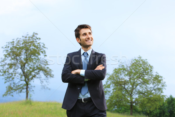 Сток-фото: зеленый · бизнеса · портрет · улыбаясь · молодые · деловой · человек