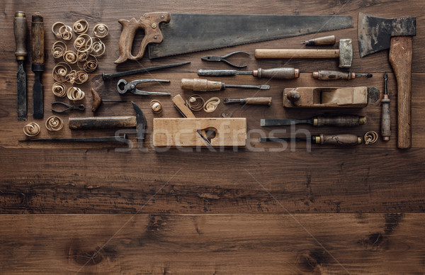 Collection of vintage woodworking tools Stock photo © stokkete