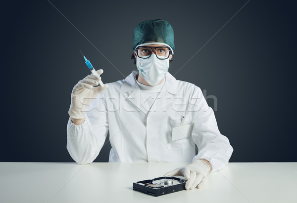Wirus komputerowy techniczne lekarza strzykawki przemysłu Zdjęcia stock © stokkete
