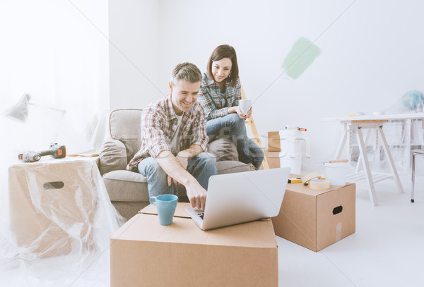 Couple moving into their new house Stock photo © stokkete