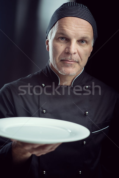 Zdjęcia stock: Kucharz · czarny · uniform · tablicy · utalentowany