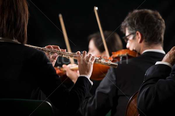 Symphony orchestra performance: flutist close-up Stock photo © stokkete