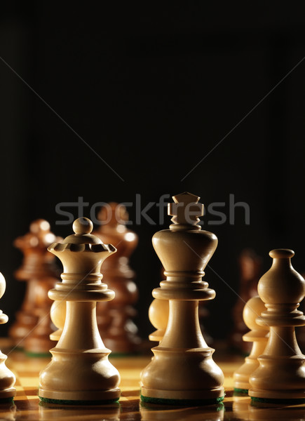 Kész csata kilátás mögött fehér sakktábla Stock fotó © stokkete