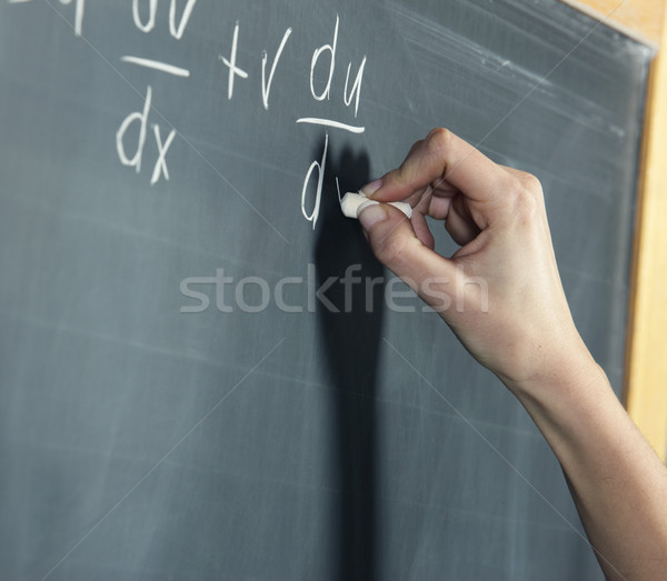 Stockfoto: Hand · wiskunde · probleem · onderwijs · leraar