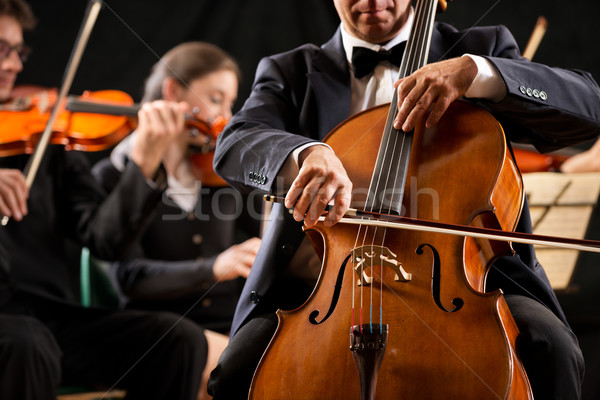 Symphony orchestra performance: celloist close-up Stock photo © stokkete