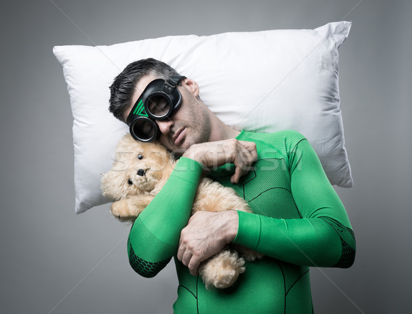 Adormecido travesseiro flutuante ar ursinho de pelúcia Foto stock © stokkete