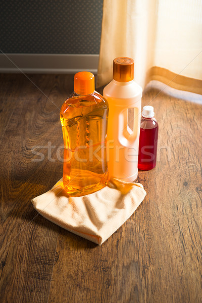 Keményfa padló mosószer termékek törődés fa olaj Stock fotó © stokkete