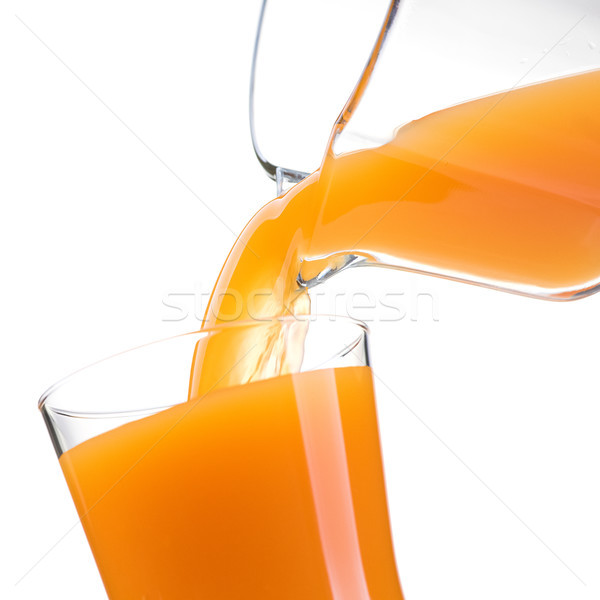 Stock photo: Pouring refreshing orange juice into a glass