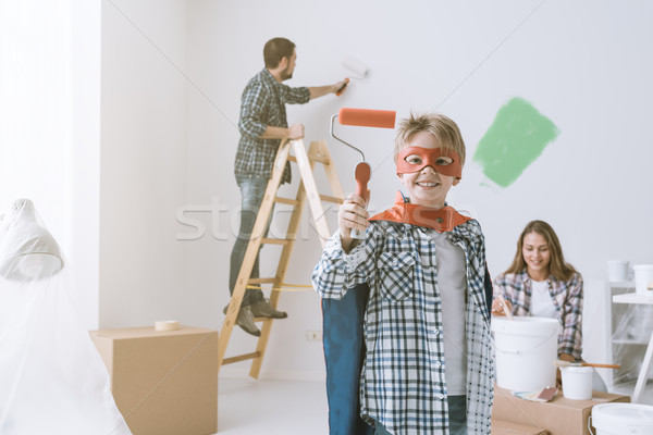 Family doing home renovation Stock photo © stokkete