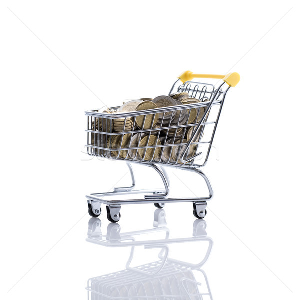 ショッピングカート 通貨 スーパーマーケット フル お金 白 ストックフォト © stokkete