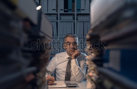 [[stock_photo]]: Affaires · exécutif · travail · fin · nuit · bureau