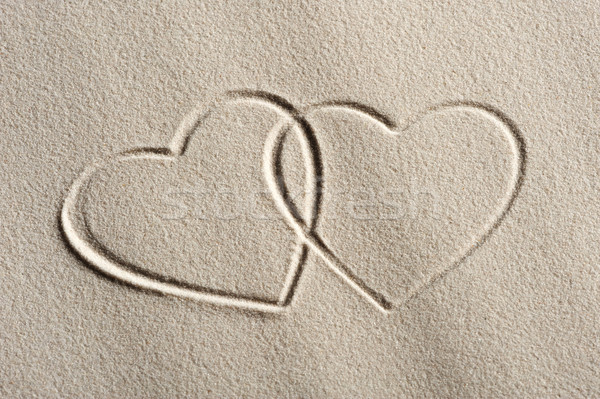 Beach background with hearts drawing Stock photo © stokkete