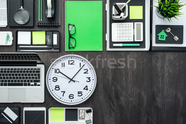 üzlet produktivitás vállalati asztali laptop iroda Stock fotó © stokkete