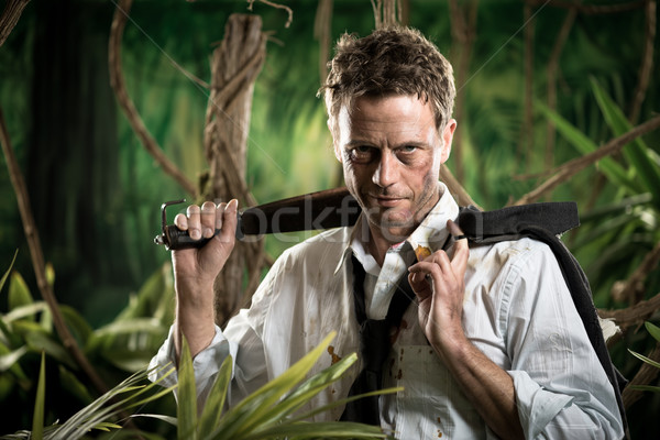 [[stock_photo]]: Affaires · jungle · séduisant · affaires · marche · homme