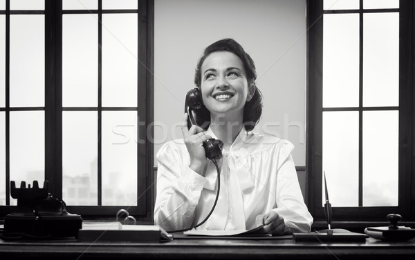 Sorridere receptionist lavoro vintage lavoro Foto d'archivio © stokkete